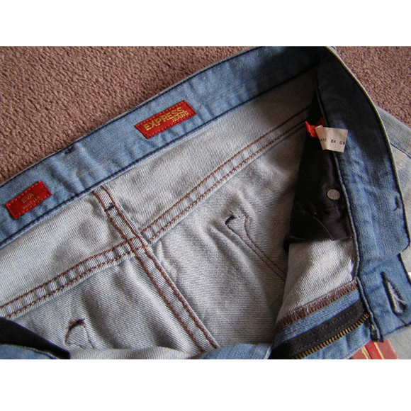 New EXPRESS jeans sz 10L paint dabs light blue - Picture 3 of 8